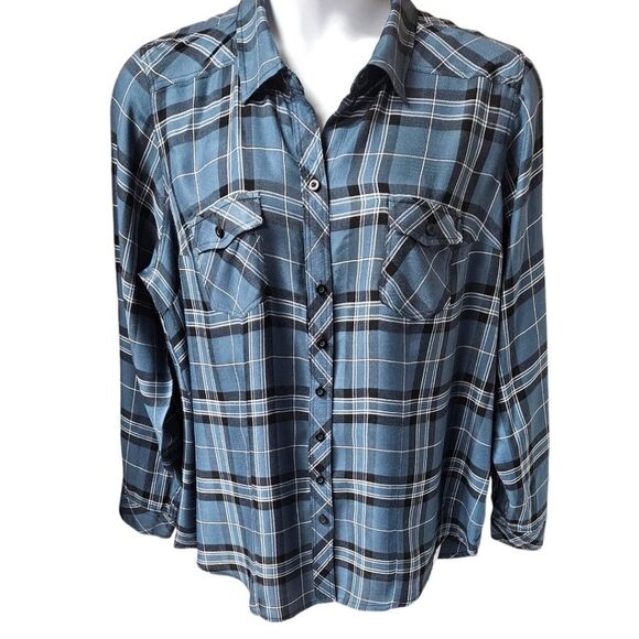 TORRID CHALLIS Button-Down LongSleeve Plaid Shirt Size 1X - Picture 2 of 14